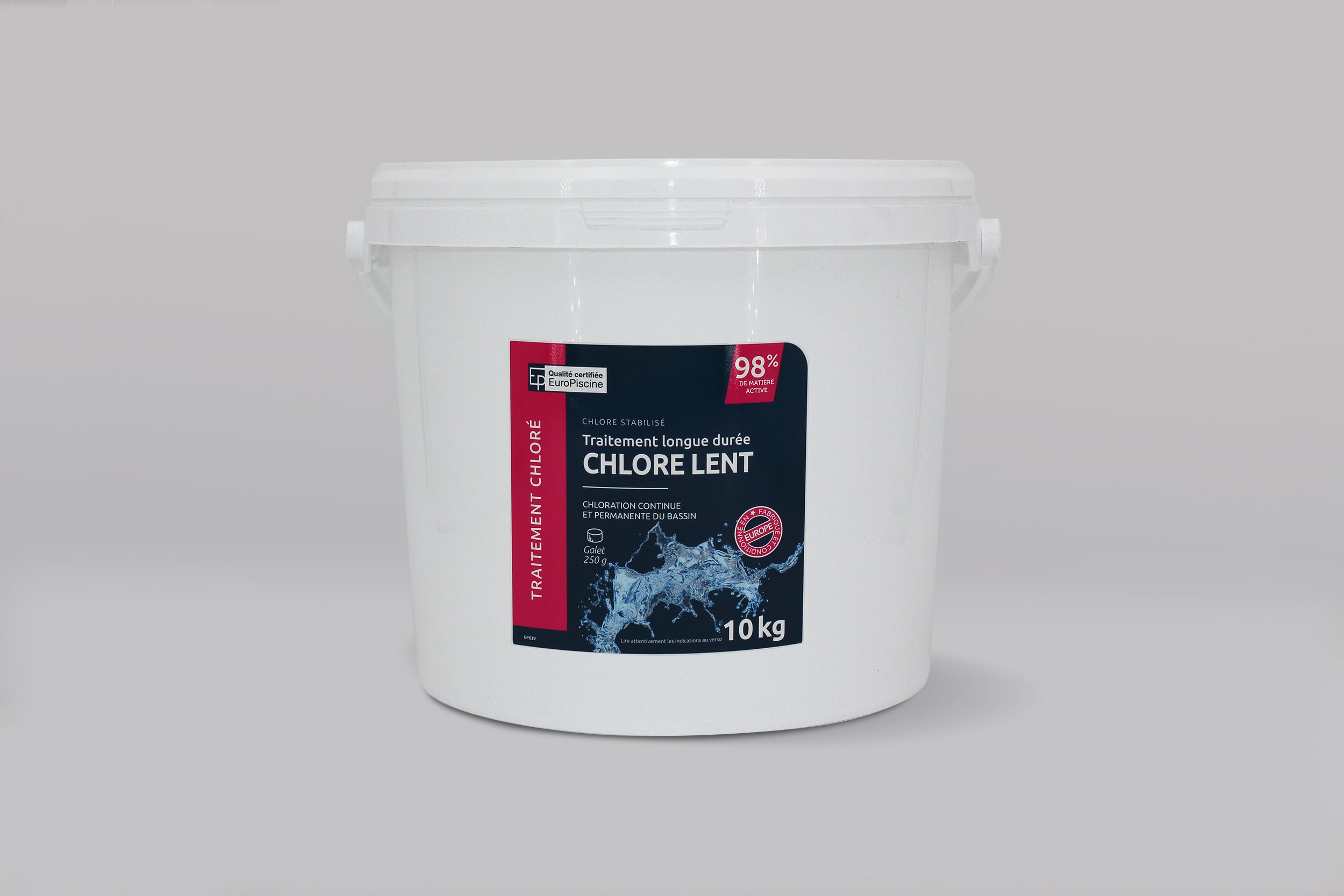 Chlore lent 10 kg - Produit labellisé EuroPiscine