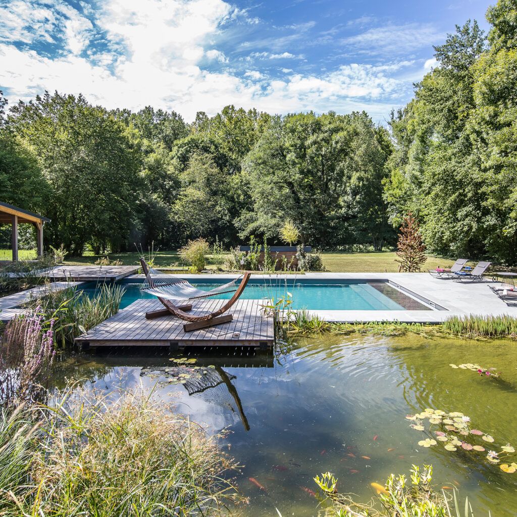 Piscine naturelle avec bassin écoresponsable en Nord-Isère